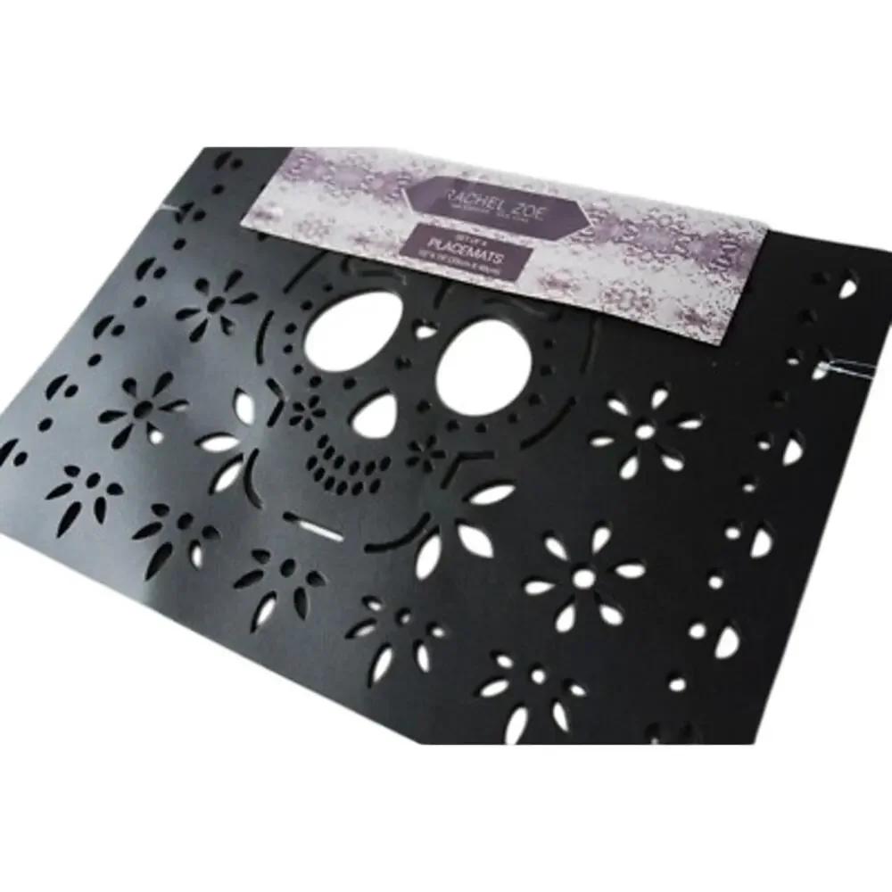 Rachel Zoe Halloween Skull Cutout Placemats – Set of 4 (NEW)
